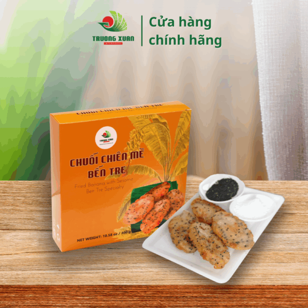 Ben Tre Fried banana cake with sesame 300g – Crispy Sweet Bananas, No Preservatives, Traditional Snack